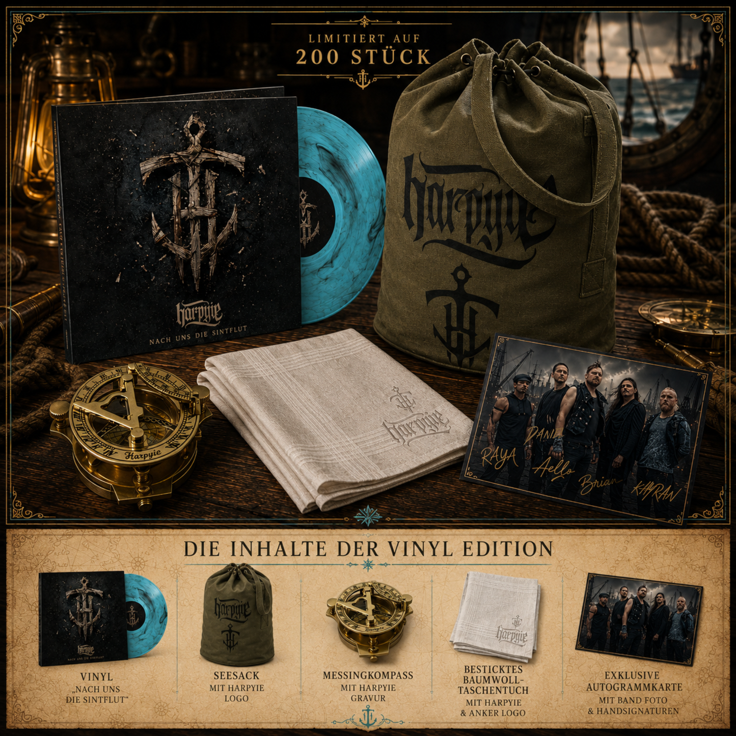 HARPYIE Nach uns die Sintflut Vinyl Special Edition mit blau marmoriertem Vinyl und Seesack